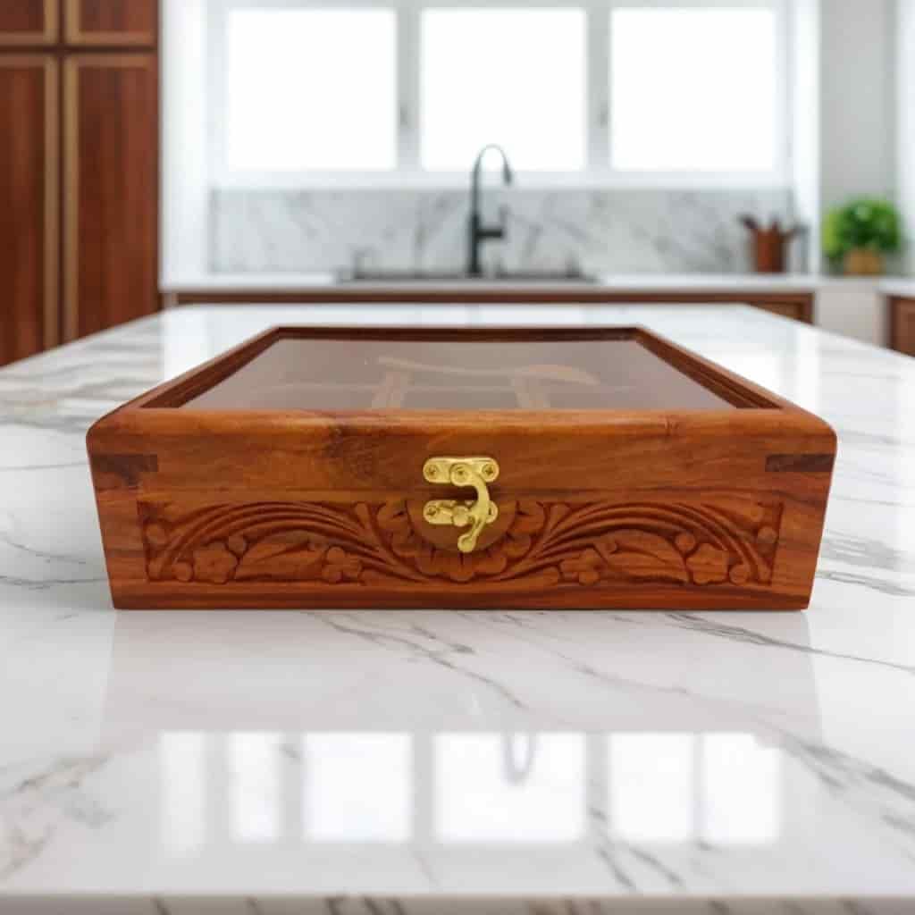 Carved Wooden Spice Box - wcspk
