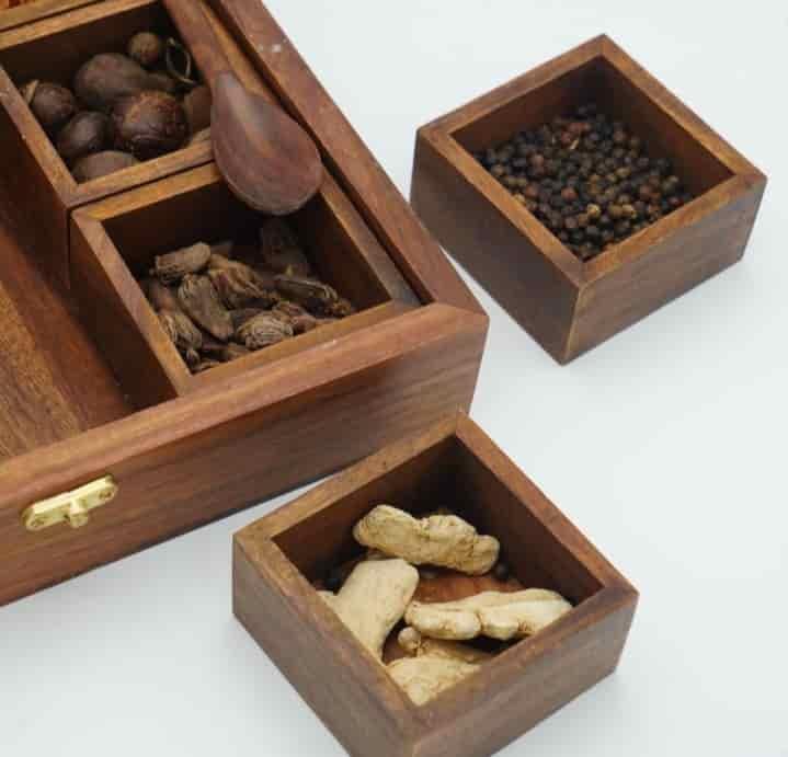 Carved Wooden Spice Box - wcspk