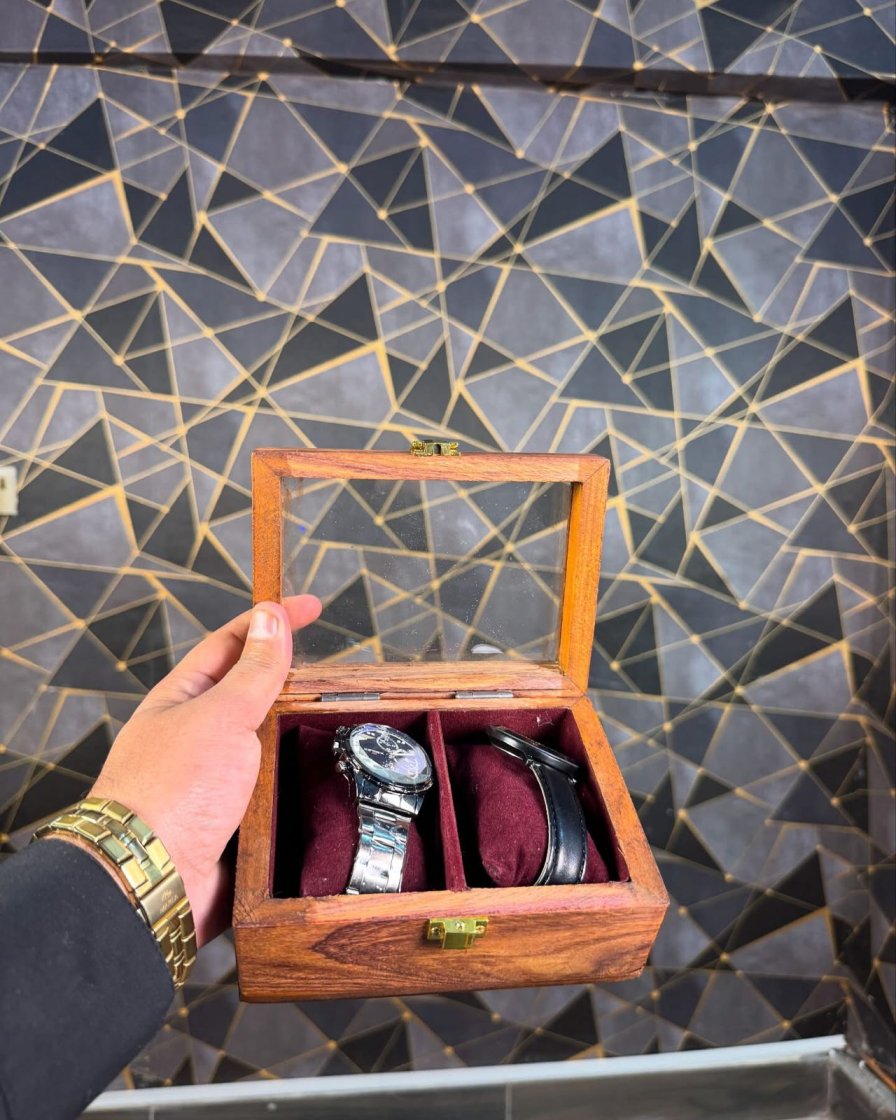 2 slot handmade wooden watch box by WCSPK Pakistan