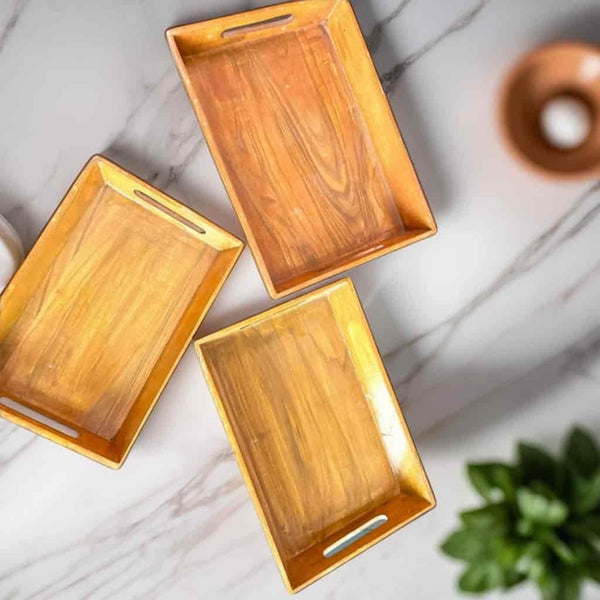 Premium Wooden Tray Set - Set of 3 - wcspk