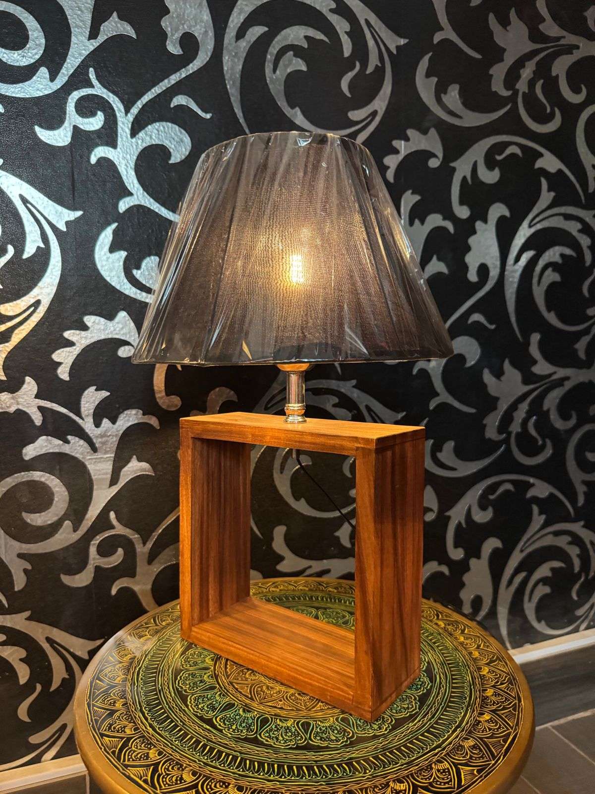 pure wooden lamps pair