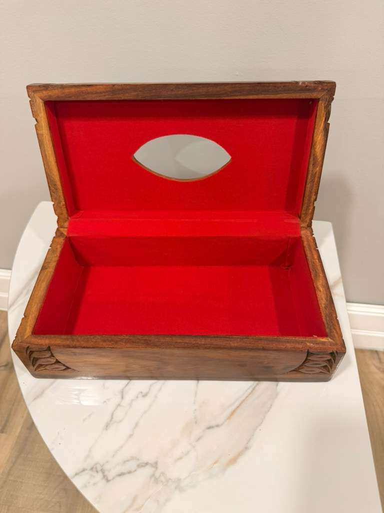 Imported Hand-Carved Naqshi Wooden Tissue Box Holder