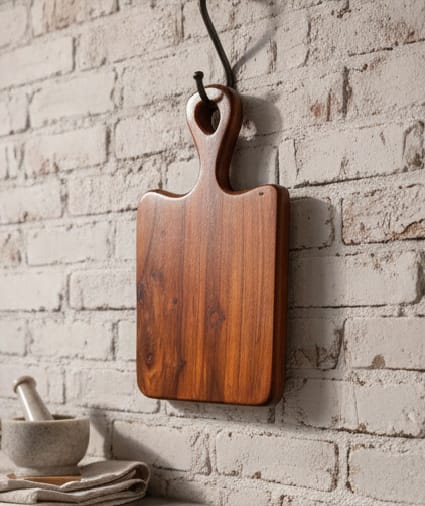 Acacia Wood Cutting Board with Handle – Premium Solid Wooden Chopping Board for Kitchen, Serving, Cheese & Charcuterie Board, Durable Natural Wood Design