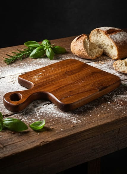 Acacia Wood Cutting Board with Handle – Premium Solid Wooden Chopping Board for Kitchen, Serving, Cheese & Charcuterie Board, Durable Natural Wood Design