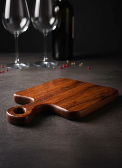 Acacia Wood Cutting Board with Handle – Premium Solid Wooden Chopping Board for Kitchen, Serving, Cheese & Charcuterie Board, Durable Natural Wood Design