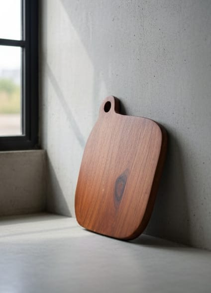 Acacia Wood Serving Board with Handle – Solid Wooden Cutting & Chopping Board for Kitchen, Cheese, Bread & Charcuterie, Natural Durable Wood Design