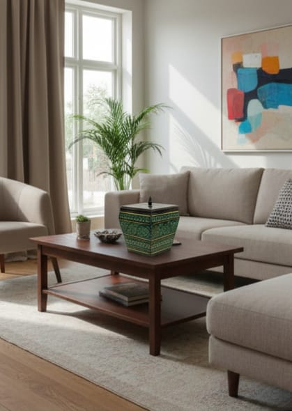 Handcrafted Square Lacquer Decorative Box with Lid - Hand-Painted Floral Keepsake Organizer - Traditional Artisan Wooden Jewelry & Trinket Box - Ethnic Tabletop Decor Accent