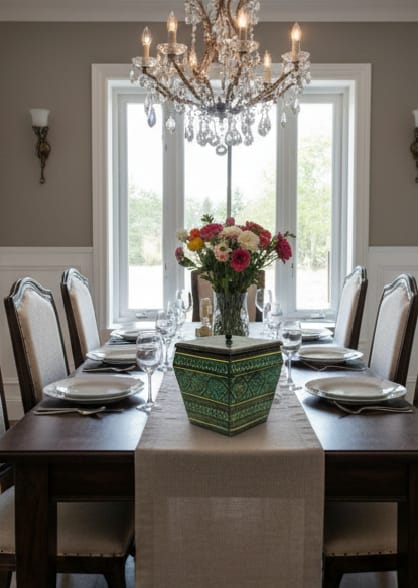 Handcrafted Square Lacquer Decorative Box with Lid - Hand-Painted Floral Keepsake Organizer - Traditional Artisan Wooden Jewelry & Trinket Box - Ethnic Tabletop Decor Accent