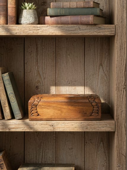 Imported Hand-Carved Naqshi Wooden Tissue Box Holder