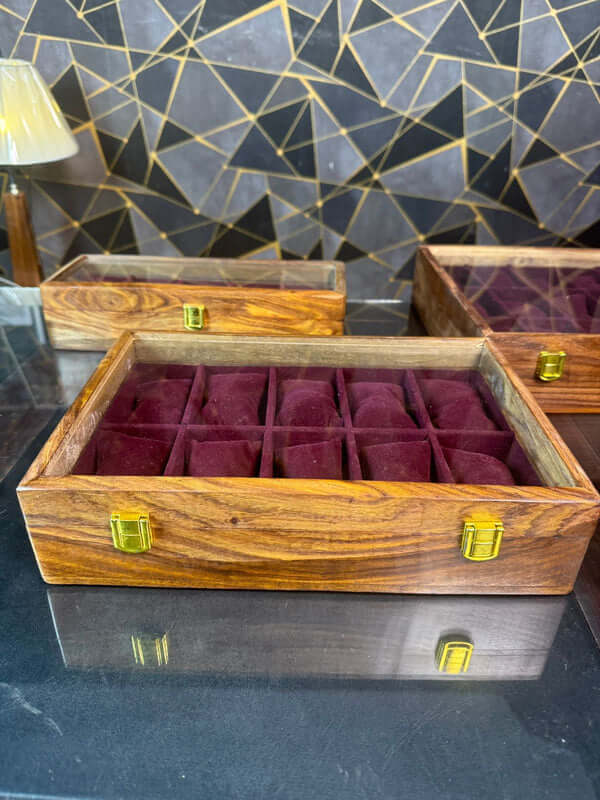  luxury wooden watch box showing soft velvet watch pillows,perfect storage and watches,10slots